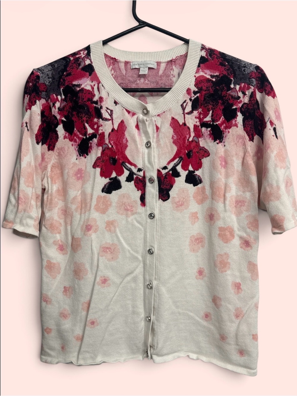New York & Company Floral Cardigan